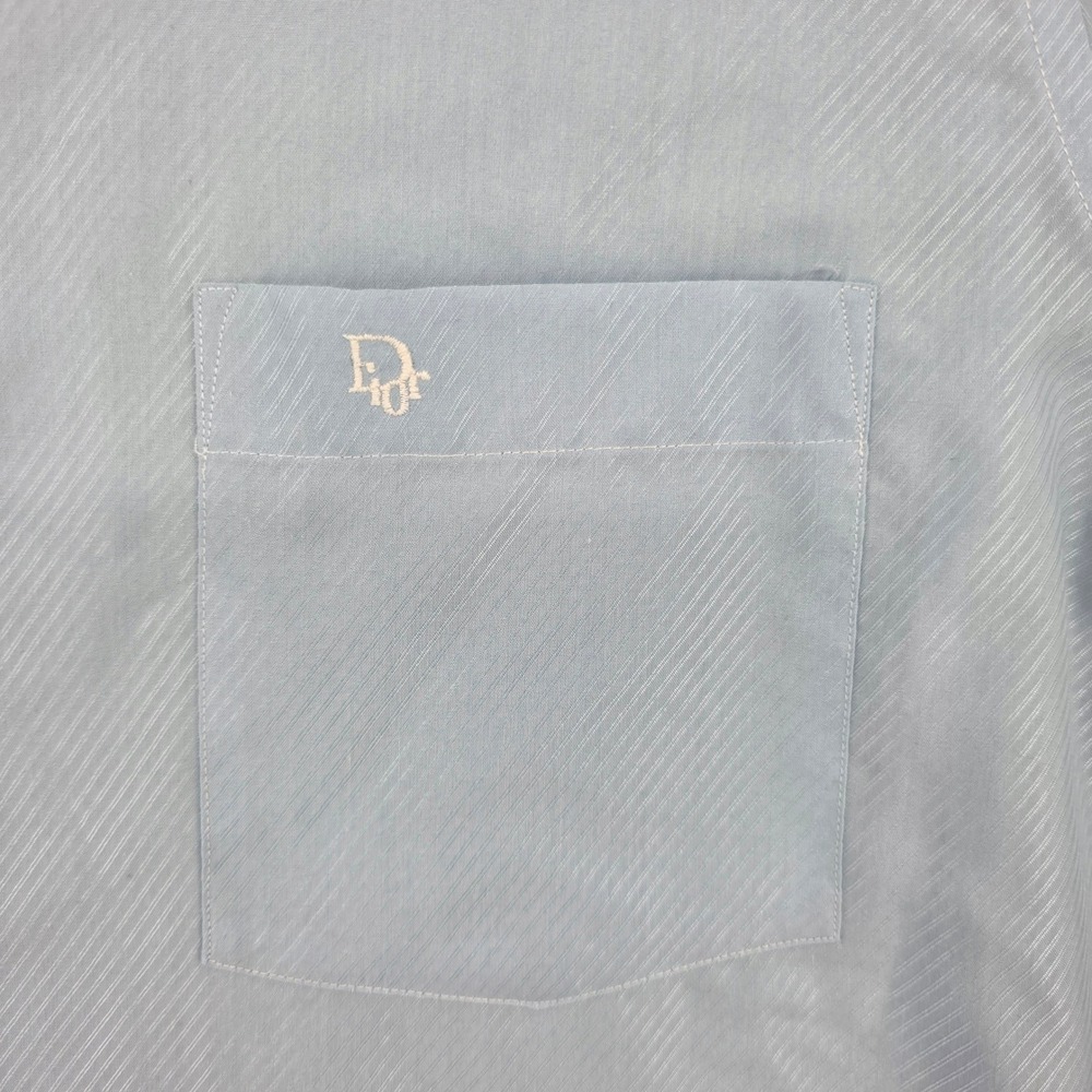 Christian Dior Chemises Mens Vintage Light Blue Textured Stripe Dress Shirt L - Picture 3 of 10
